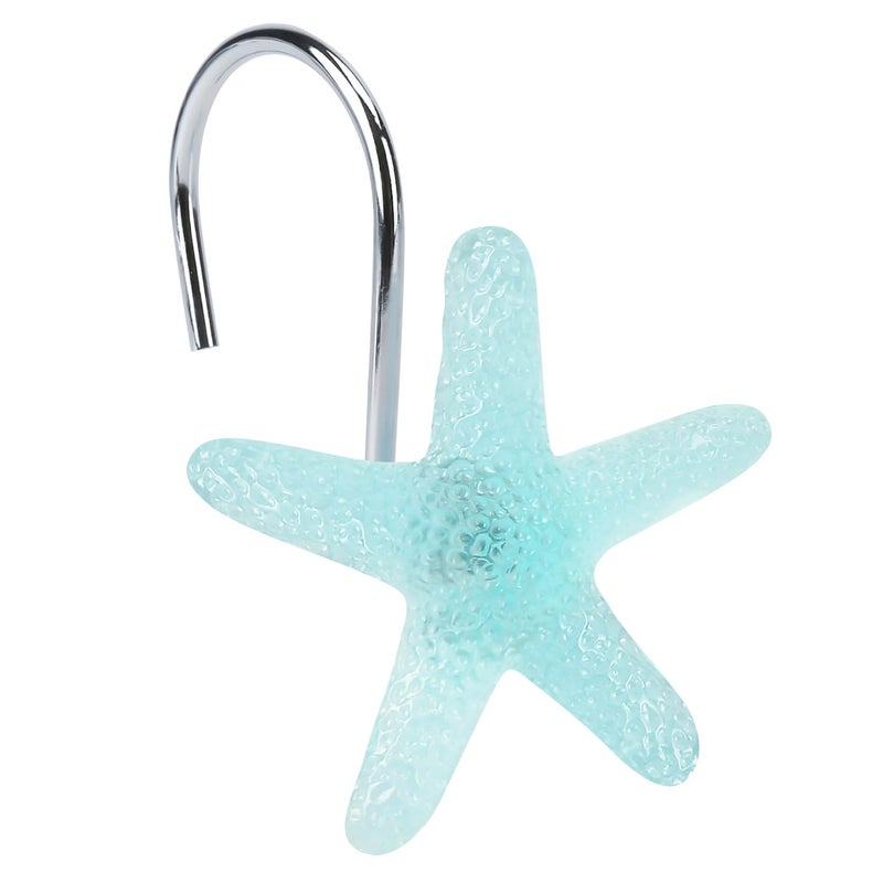 SIMPLE CLEVER HOMES 365 Nautical Shower Curtain Hooks, Tropical Ocean Style Blue Anchor, Rudder, Sailboat, and Lighthouse, Glow in The Dark Summer Bathroom Decor Accessories, Fun Voyage Unique Sea Theme - Image 2